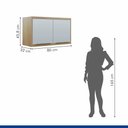 Ver imagem 3 de Armário Aéreo Suspenso Para Cozinha 2 Portas MDF Organizador Multiuso Marrom Madeira Off White