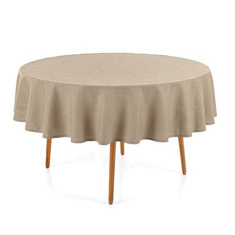 Toalha de Mesa Redonda Herbare Sempre Limpa 6 Lugares Marrom Karsten