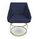 Ver imagem 3 de Poltrona Luxo Alana Suede Azul Marinho Base de Ferro Dourado - Pallazio
