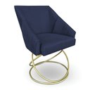 Ver imagem 1 de Poltrona Luxo Alana Suede Azul Marinho Base de Ferro Dourado - Pallazio