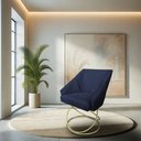 Ver imagem 2 de Poltrona Luxo Alana Suede Azul Marinho Base de Ferro Dourado - Pallazio