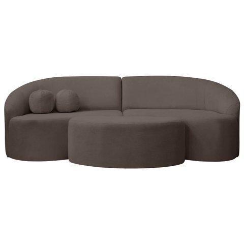 Sofá Orgânico Palermo 4 Lugares 210cm + Puff Bouclê - Sofa Store:bouclê Marrom