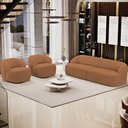Ver imagem 2 de Sofá 4 Lugares Curvo Orgânico com 02 Poltronas Para Sala Living 280cm Barolo L06 Bouclê Terracota - 