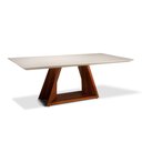 Ver imagem 2 de Mesa de Jantar 6 Lugares 180cm X 105cm Base Madeira Maciça com Vidro Off White - Mobília Prime