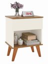 Ver imagem 2 de Mesa de Cabeceira Duda Criado 1 Gaveta Pés Retro Off White/freijó