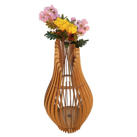 Vaso de Chão Decorativo Grande Andromeda Mdf:mdf Cru/85x30cm
