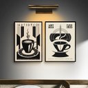 Ver imagem 1 de Kit 2 Quadros Decorativos Café - Art Deco 33x24cm - com Vidro:moldura Branca
