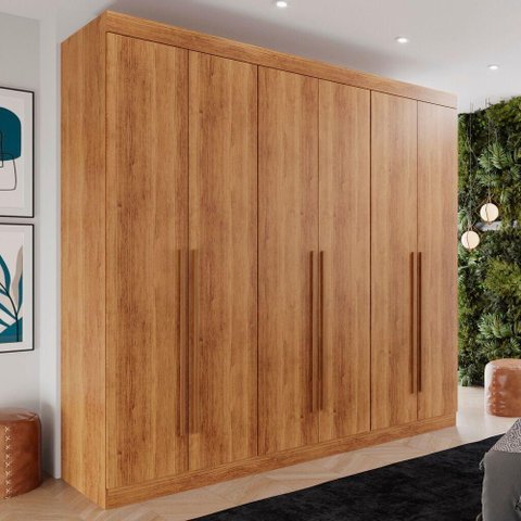 Guarda-roupa Casal 100% Mdf 6 Portas 4 Gavetas Grécia - Mais Móveis Cor Cinamomo