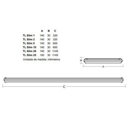 Luminária LED TL Slim 1 Branco Taschibra Luz Branca - 2