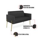 Ver imagem 3 de Sofá Namoradeira 2 Lugares Pé de Ferro Dourado Marisa Corino Preto D03 - D'Rossi