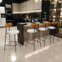Ver imagem 2 de Kit 03 Banquetas Baixa Cozinha Sala Jantar Bancada Milão L02 Couríssimo Whisky Champagne - lyam deco