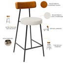 Ver imagem 4 de Kit 03 Banquetas Baixa Cozinha Sala Jantar Bancada Milão L02 Couríssimo Whisky Champagne - lyam deco
