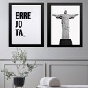 Ver imagem 1 de Kit 2 Quadros Rio de Janeiro - Errejota Cristo Redentor 45x34cm:moldura Preta