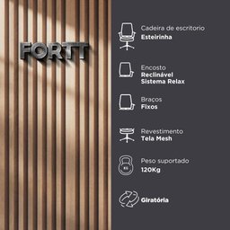 Cadeira de Escritório Esteirinha Tela Mesh Base Cromada com Rodinha Fortt Salta Marrom - Cef04-p - 2 Cadeira de Escritório Esteirinha Tela Mesh Base Cromada com Rodinha Fortt Salta Marrom - Cef04-p - 2