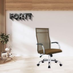 Cadeira de Escritório Esteirinha Tela Mesh Base Cromada com Rodinha Fortt Salta Marrom - Cef04-p - 3 Cadeira de Escritório Esteirinha Tela Mesh Base Cromada com Rodinha Fortt Salta Marrom - Cef04-p - 3