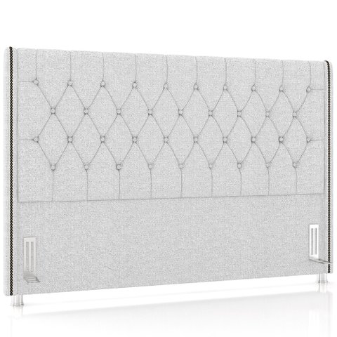 Cabeceira Cama Box Queen 160cm Estofada Frizza P05 Linho Cinza Claro - Lyam Decor