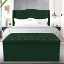 Ver imagem 1 de Kit Cabeceira e Calçadeira Baú Dubai Casal 140 Cm - Veludo Verde