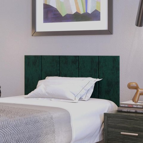Cabeceira Modulada Estofada Adesiva Decorativa Solteiro 100cm - Verde