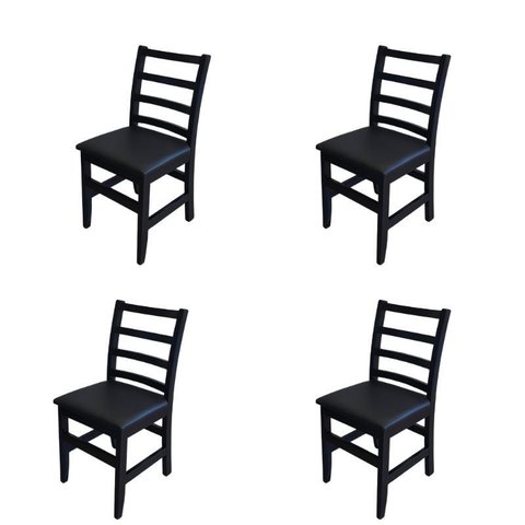 Kit 4 Cadeiras Estofadas Premium Cor:preto