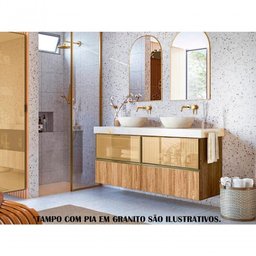 Conjunto 02 Balcoes Para Banheiro Cj14 Amendoa Carvalho - 8