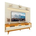 Ver imagem 1 de Rack com Painel Royal/requinte 2.2 C/pés Madeira Off White com Naturale - Gelius Móveis