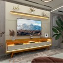 Ver imagem 2 de Rack com Painel Royal/requinte 2.2 C/pés Madeira Off White com Naturale - Gelius Móveis