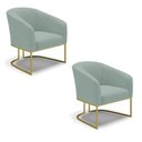 Ver imagem 1 de Poltrona Decorativa Industrial Dourado Kit 2 Stella Cotelê Ext/veludo Menta D03 - D’Rossi