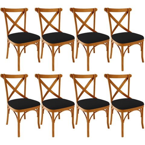 Kit 08 Cadeiras Para Sala de Jantar e Estar Living Estofada Ávila L02 Suede Preto - Lyam Lyam Decor