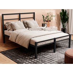 CAMA CASAL CRISTAL FERRO/AÇO COM 3 BARRAS P/ATE 250 KG -SUPER REFORÇADA - HOTEL -POUSADA - PRETO - 2