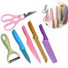Kit Facas 6 Peças Coloridas Utensílios de Aço Inox - 1