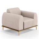 Ver imagem 1 de Poltrona Decorativa Base De Madeira Pés Metalizado D'Ouro Molino D02 Veludo Bege C-309 - Lyam