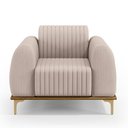 Ver imagem 3 de Poltrona Decorativa Base De Madeira Pés Metalizado D'Ouro Molino D02 Veludo Bege C-309 - Lyam