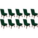Ver imagem 1 de Kit 10 Cadeira Ana Pé Trapézio Suede Verde E Corino Branco