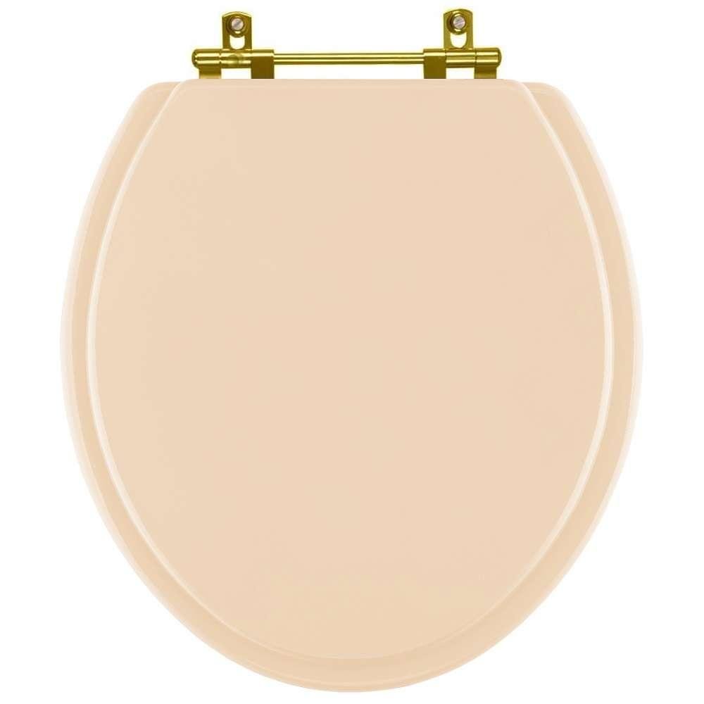 Assento Sanitario Poliéster Convencional Oval Rosa Floral para Vaso Deca com Ferragem Dourada - 1