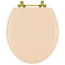 Ver imagem 1 de Assento Sanitario Poliéster Convencional Oval Rosa Floral para Vaso Deca com Ferragem Dourada