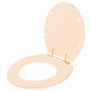 Ver imagem 2 de Assento Sanitario Poliéster Convencional Oval Rosa Floral para Vaso Deca com Ferragem Dourada