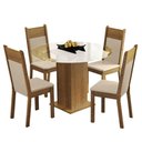 Ver imagem 2 de Conjunto Sala de Jantar Madesa Beta Mesa Tampo de Vidro Redondo 4 Cadeiras - Rustic/crema/bege