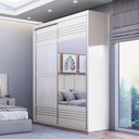 Ver imagem 2 de Roupeiro Menfis 2 Portas com Espelho Cor Off White 180cm - 66682