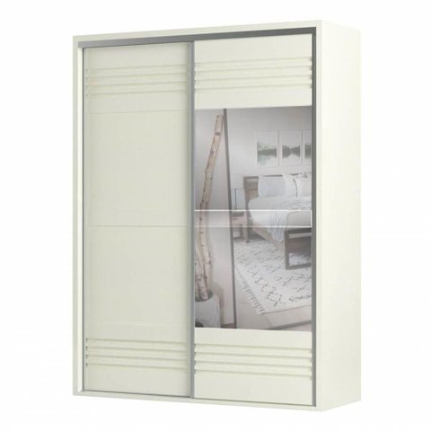 Roupeiro Menfis 2 Portas com Espelho Cor Off White 180cm - 66682