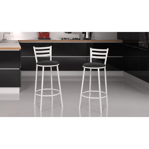 Kit Banqueta com Encosto Altura de 70cm e Assento de 35cm:preto/branco