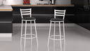 Ver imagem 1 de Kit Banqueta com Encosto Altura de 70cm e Assento de 35cm:preto/branco