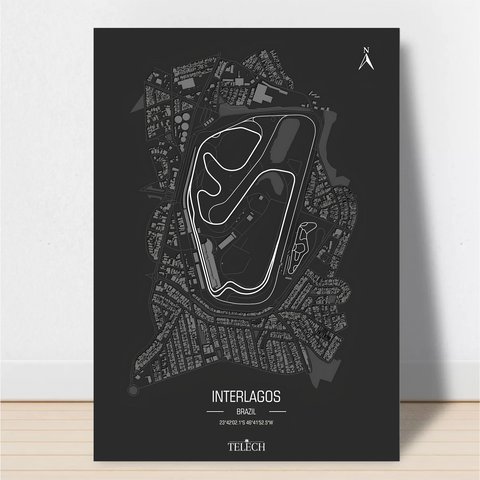 Quadro Decorativo Interlagos Autódromo Brasil Pista Circuito Qualidade Premium 28x20cm