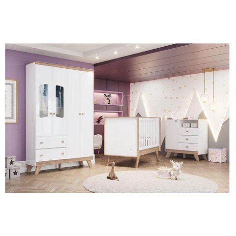 Quarto de Bebê Confete Ambiente Branco Brilho Jequitibá Hp - Henn