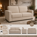 Ver imagem 3 de Sofá Namoradeira 3 Lugares 2 Metros Sala Estar Confortável Recepção Moderno Linho