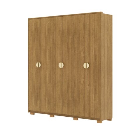 Guarda-roupa Estepona 6 Portas Nature Amplo Espaço Interno Casal Mdf