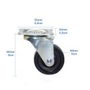 Ver imagem 2 de Kit de 8 Rodinha para Móveis em Plástico 50mm com Trava Rodízio