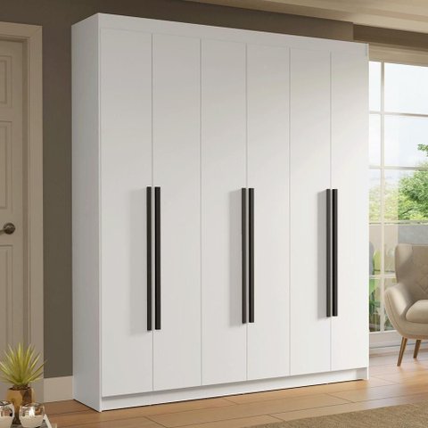 Guarda-roupa Casal 6 Portas Batentes Saturno Madesa Branco/preto
