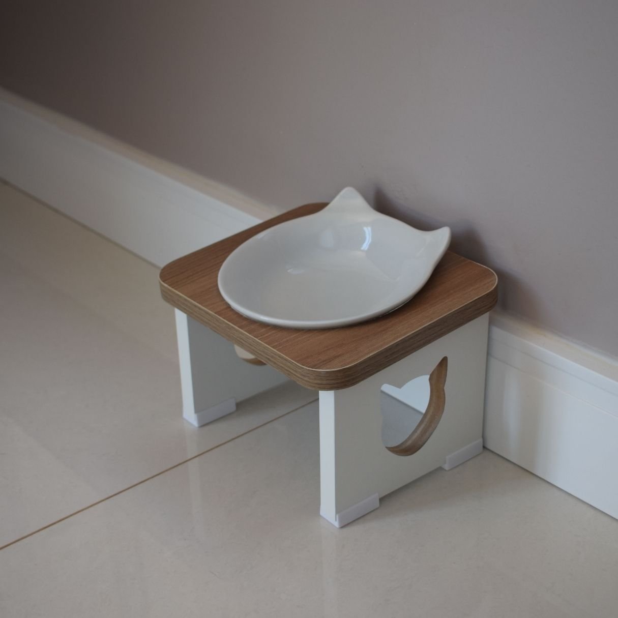 Comedouro Elevado Pet Mdf Gato - Porcelana Felino - 6