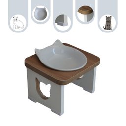 Comedouro Elevado Pet Mdf Gato - Porcelana Felino - 2