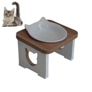 Comedouro Elevado Pet Mdf Gato - Porcelana Felino